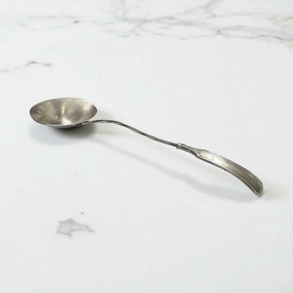 Vintage Silverplate Double Spout Punch Soup Ladle Twisted Handle 16